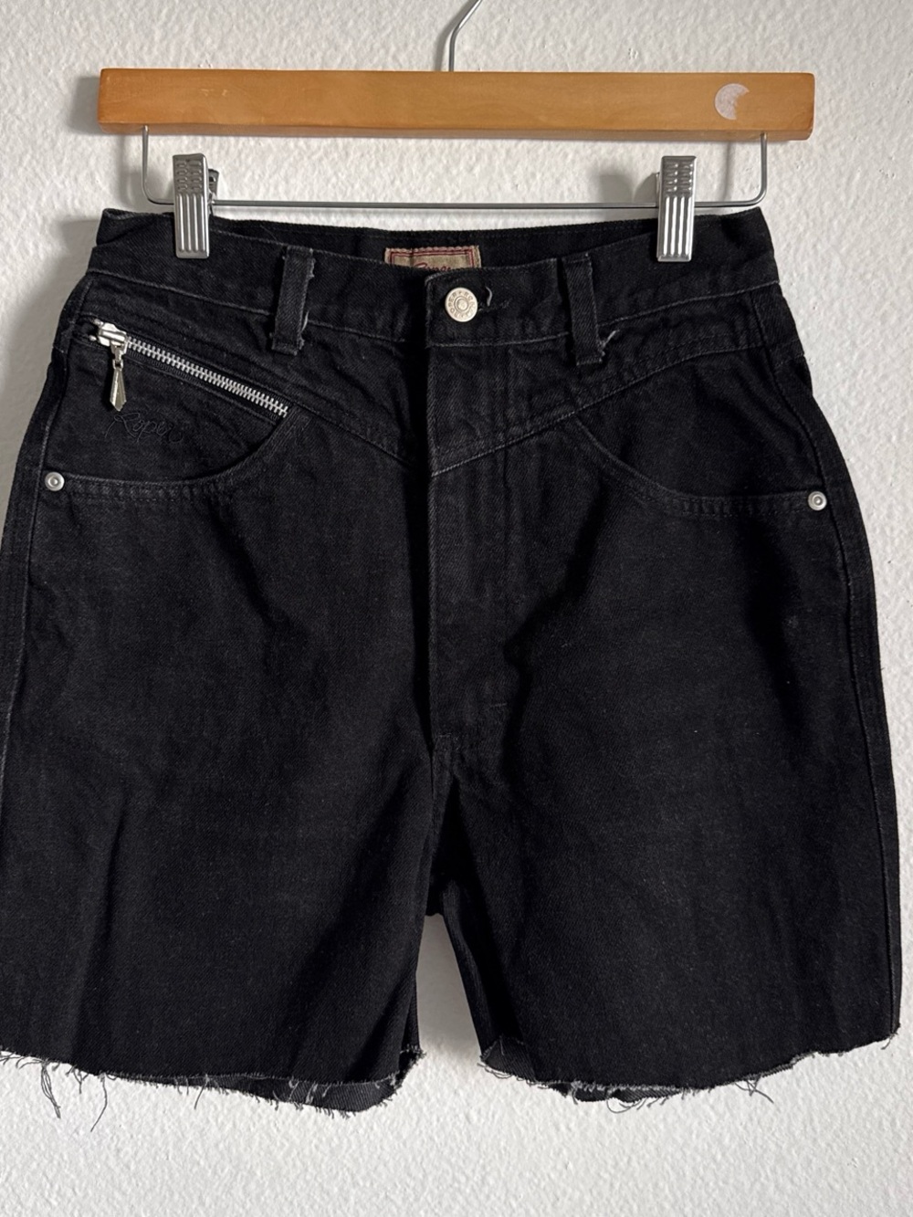 Roper Black Denim Jean Shorts with Zip Pocket
